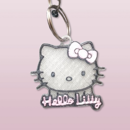 Hello Kitty Themed Pet Tag With Personalized Name